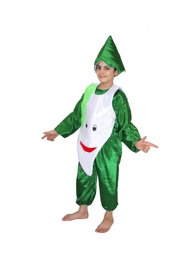 Kaku Fancy Dresses Kaku Fancy Dresses Polyester Radish Vegetables Costume -White & Green, 5-6 Years, for Boys & Girls  - Image 2
