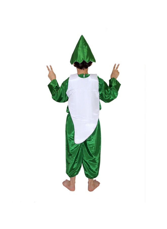 Kaku Fancy Dresses Kaku Fancy Dresses Polyester Radish Vegetables Costume -White & Green, 5-6 Years, for Boys & Girls  - Image 4