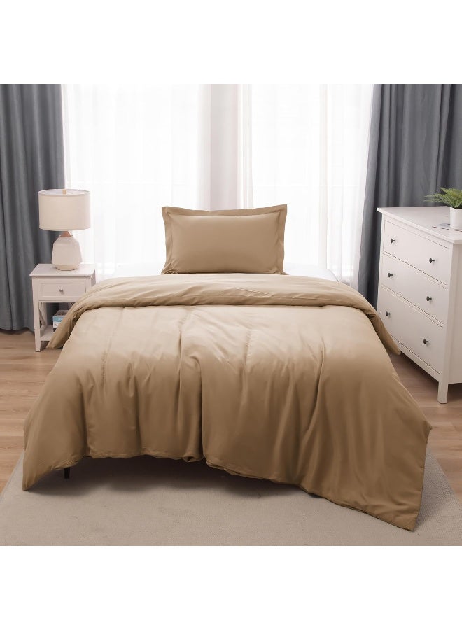 PanaX Bedding Duvet Cover Single Size Set- 1Pieces Duvet Cover 140X200Cm / 1Pieces-Pillow Sham 50X75Cm (Coffee, Single) - Image 1