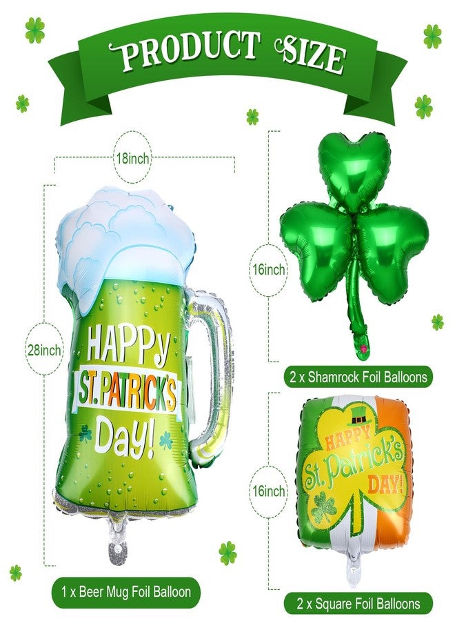 RoundFunny 54 Pcs St. Patrick's Day Balloons: Green Shamrock Beer Mug Foil & Latex Balloons for Irish Party Supplies - Image 2