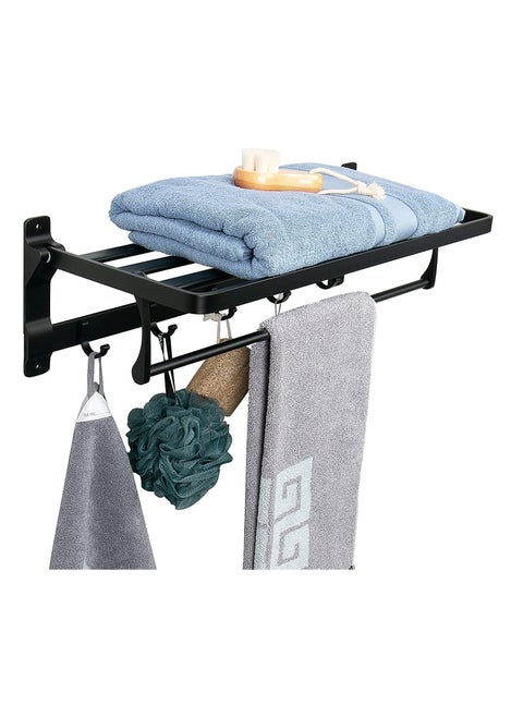 Foldable Towel Racks with 5 Sliding Towel Hooks, 24 Inch Wall Mounted Bathroom Towel Bar,Rustproof Aluminium Towel Shelf