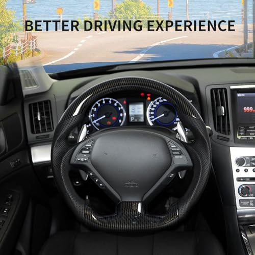 JIANGGAI D-shaped Steering Wheel, Hydro-Dip Carbon Fiber Steering Wheel Fit For Infiniti G37 G37X 2007-2013 - Image 4
