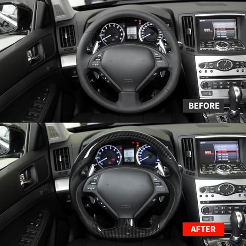 JIANGGAI D-shaped Steering Wheel, Hydro-Dip Carbon Fiber Steering Wheel Fit For Infiniti G37 G37X 2007-2013 - Image 5