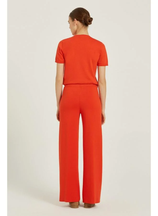 Mısırlı 1951 Pomegranate Flower Ribbed Detail Women's Pants