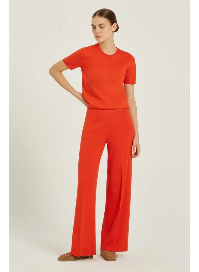 Mısırlı 1951 Pomegranate Flower Ribbed Detail Women's Pants