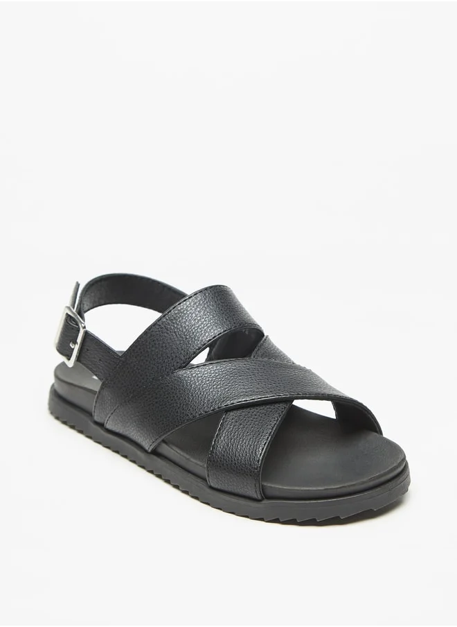 دوتشيني Boys Mister Cross Strap Sandals with Buckle Closure