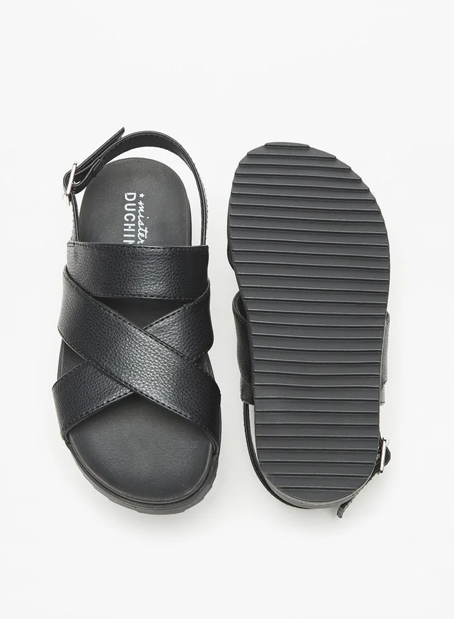 دوتشيني Boys Mister Cross Strap Sandals with Buckle Closure