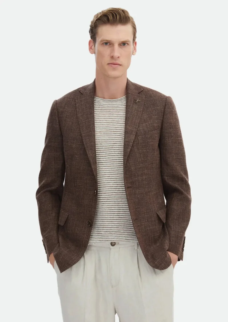 رامسي جاكيت من فرو المنك سادة بقصة عادية من مزيج الحرير