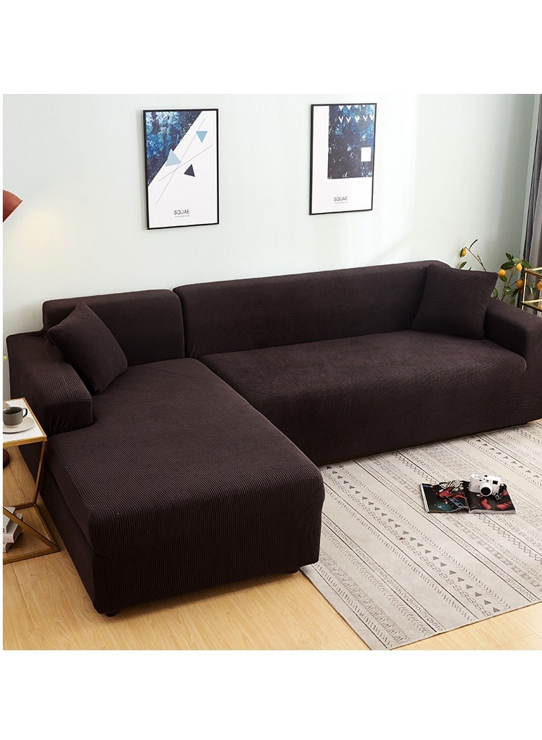 DUNISO Couch Slipcover L Shape Sofa Cover, Composed of a two-seat sofa cover and a three-seat sofa cover,High weight fully wrapped elastic sofa cover with Corn silk fabric,Sofa protective cover, anti slip cover, furniture protector,for L-shaped sofa which five people to sit on - Image 4
