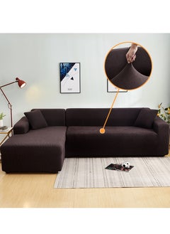 DUNISO Couch Slipcover L Shape Sofa Cover, Composed of a two-seat sofa cover and a three-seat sofa cover,High weight fully wrapped elastic sofa cover with Corn silk fabric,Sofa protective cover, anti slip cover, furniture protector,for L-shaped sofa which five people to sit on  - Image 1