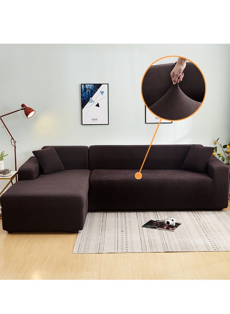 DUNISO Couch Slipcover L Shape Sofa Cover, Composed of a two-seat sofa cover and a three-seat sofa cover,High weight fully wrapped elastic sofa cover with Corn silk fabric,Sofa protective cover, anti slip cover, furniture protector,for L-shaped sofa which five people to sit on - Image 1