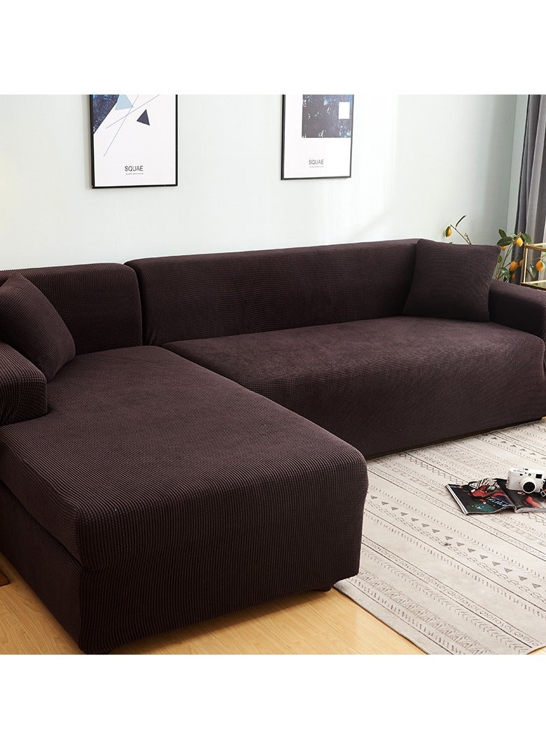 DUNISO Couch Slipcover L Shape Sofa Cover, Composed of a two-seat sofa cover and a three-seat sofa cover,High weight fully wrapped elastic sofa cover with Corn silk fabric,Sofa protective cover, anti slip cover, furniture protector,for L-shaped sofa which five people to sit on - Image 5
