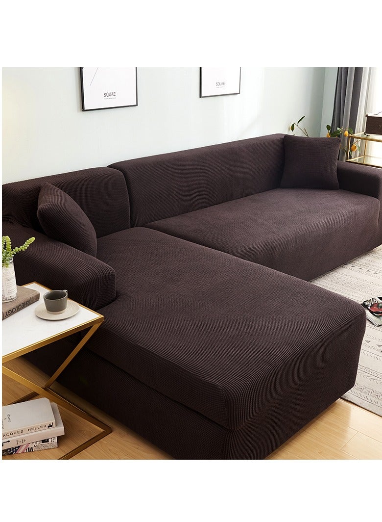 DUNISO Couch Slipcover L Shape Sofa Cover, Composed of a two-seat sofa cover and a three-seat sofa cover,High weight fully wrapped elastic sofa cover with Corn silk fabric,Sofa protective cover, anti slip cover, furniture protector,for L-shaped sofa which five people to sit on - Image 2