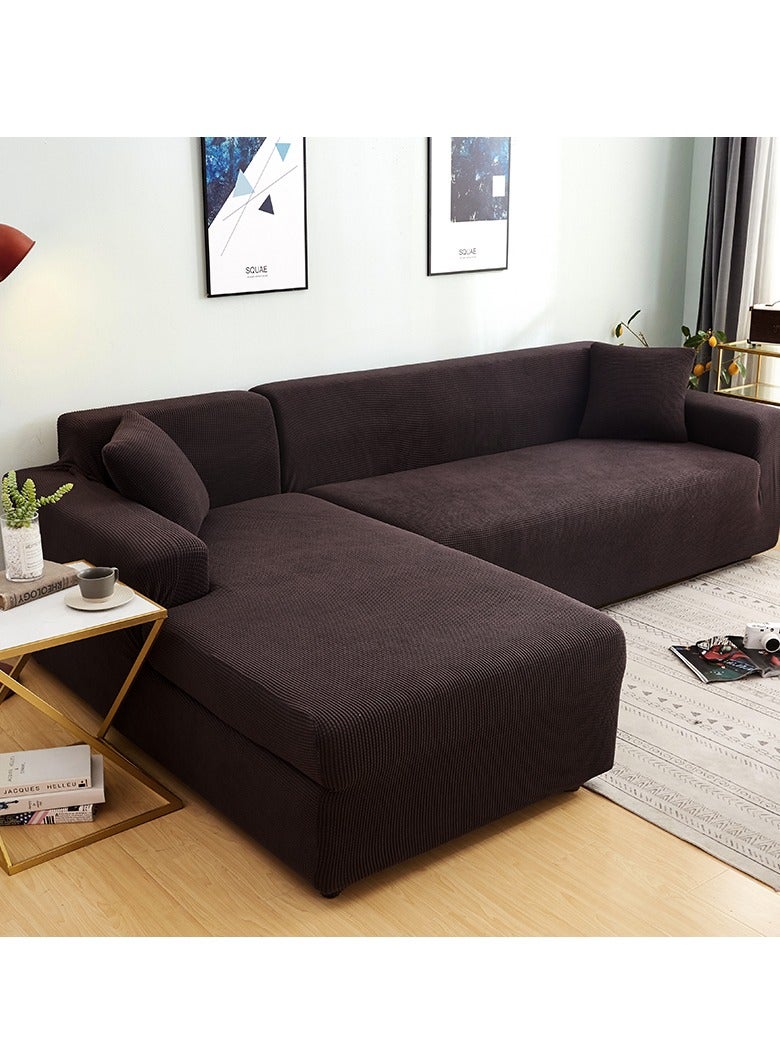 DUNISO Couch Slipcover L Shape Sofa Cover, Composed of a two-seat sofa cover and a three-seat sofa cover,High weight fully wrapped elastic sofa cover with Corn silk fabric,Sofa protective cover, anti slip cover, furniture protector,for L-shaped sofa which five people to sit on - Image 3
