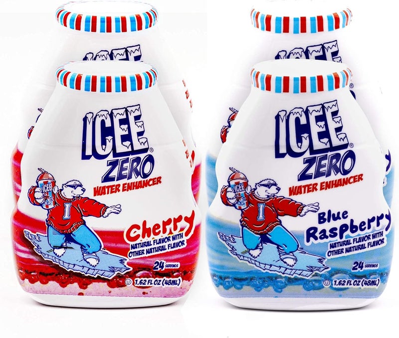ICEE Zero Calorie Liquid Water Enhancer Flavor Drops - Cherry and Blue Raspberry - 1.62 Fl Oz (48 mL) - Pack of 4 - Image 1