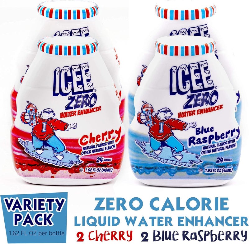 ICEE Zero Calorie Liquid Water Enhancer Flavor Drops - Cherry and Blue Raspberry - 1.62 Fl Oz (48 mL) - Pack of 4 - Image 2