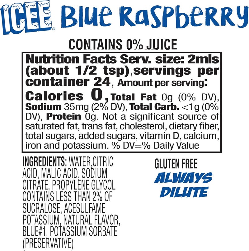 ICEE Zero Calorie Liquid Water Enhancer Flavor Drops - Cherry and Blue Raspberry - 1.62 Fl Oz (48 mL) - Pack of 4 - Image 4