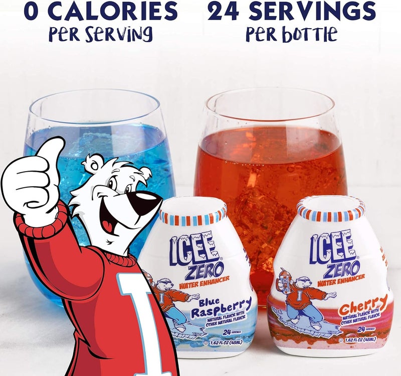 ICEE Zero Calorie Liquid Water Enhancer Flavor Drops - Cherry and Blue Raspberry - 1.62 Fl Oz (48 mL) - Pack of 4 - Image 5