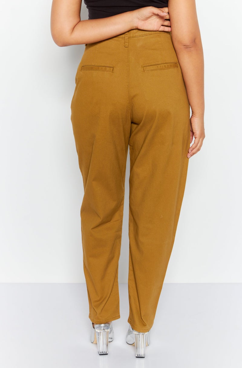 Levi's Women Regular Fit Plain Tapered Pants, Tan  - Image 1