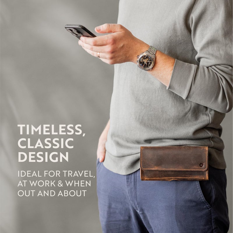 Moonster Leather Phone Holster Belt Clip Style for Men â€“ Holsters Pouch â€“ Horizontal Holder for Belt with Magnet Closure â€“ Leather Phone for Belt - Image 2