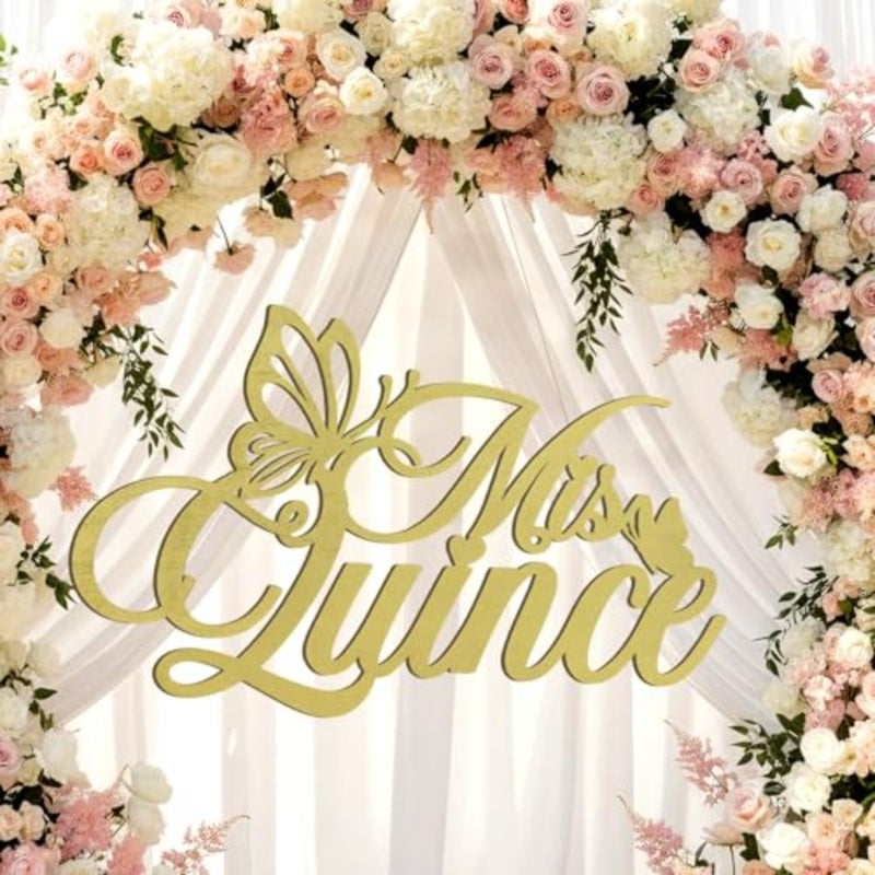 Large Sign anera Decorations 24 x 20 in Gold Wooden anera Sign Backdrop Large 15th Birthday Banner Wall Decor for 15th Birthday Wall Bedroom Photo Booth Gift - Image 3