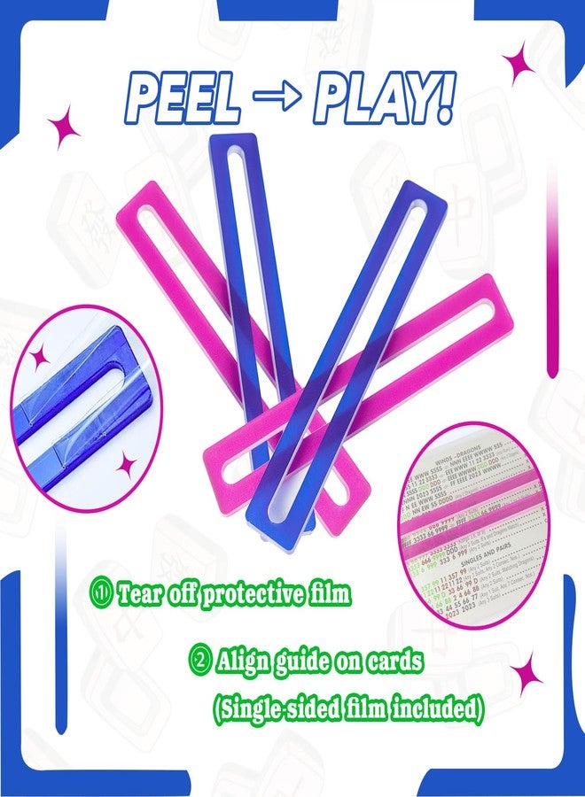Mtuiewo 4 Pcs Reinforced Acrylic Mahjong Line Finder, Mahjong Rules Helper Reader for Quick Rule Reference, Pink and Blue with Metal Buckle for Travel - Image 5