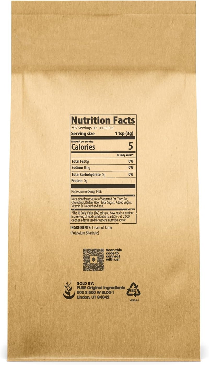 PURE ORIGINAL INGREDIENTS PURE Cream of Tartar - 2 lb Food Grade - Image 2