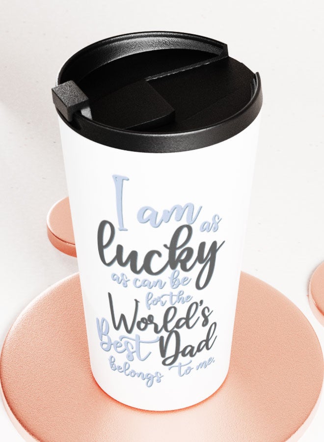 LIT White Tumbler  Lucky Father Travel Tumbler Fathers Day Gift Lucky Dad Presents - Image 3
