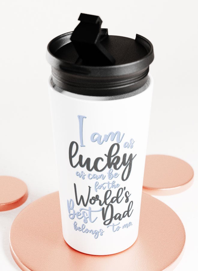 LIT White Tumbler  Lucky Father Travel Tumbler Fathers Day Gift Lucky Dad Presents - Image 4