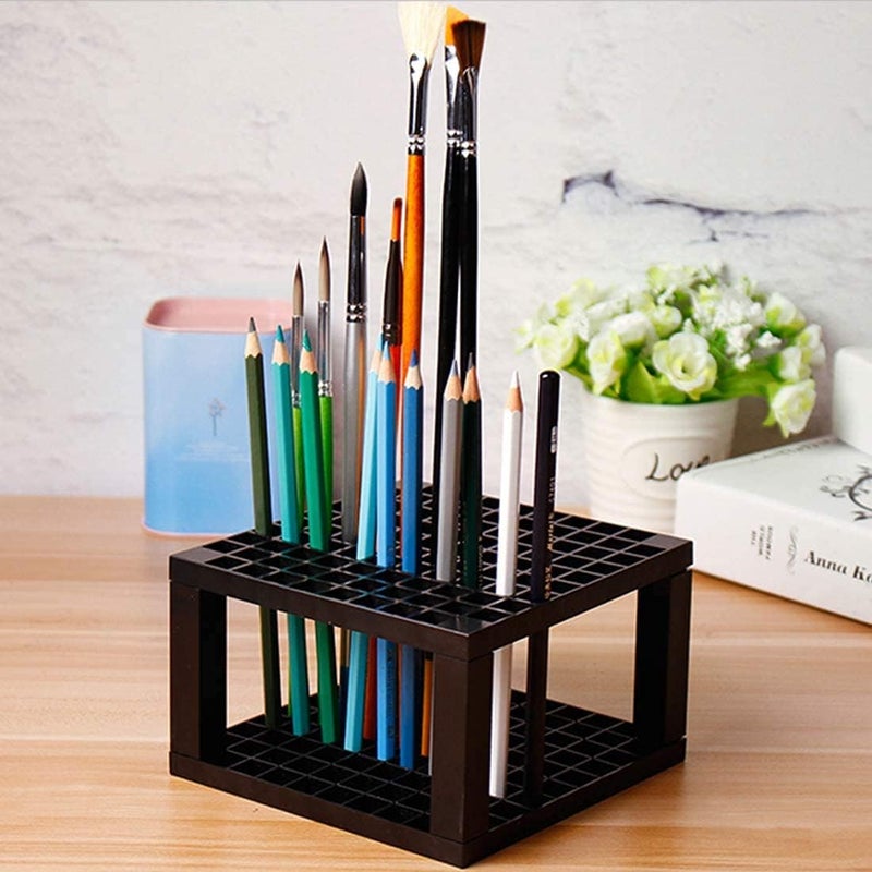 ArtBee ® 96 Holes Pencil & Brush Holder - Plastic Desk Organizer Stand Holder for Pencils, Pens, Paint Brushes, Modeling Tools, Office & Art Supplies - Image 3
