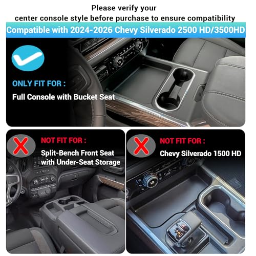 Sinminou Center Console Organizer Compatible with 2024-2026 Chevy Silverado 2500 HD/3500 HD Interior Accessories, Armrest Storage Box with Coin Slot(Only Fit Full Console with Bucket Seat) - Image 3