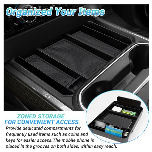 Sinminou Center Console Organizer Compatible with 2024-2026 Chevy Silverado 2500 HD/3500 HD Interior Accessories, Armrest Storage Box with Coin Slot(Only Fit Full Console with Bucket Seat) - Image 5