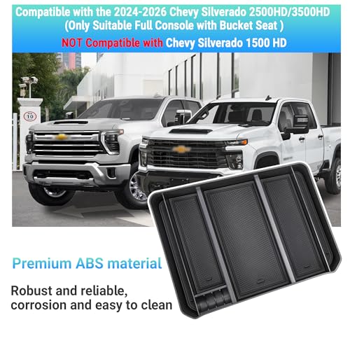 Sinminou Center Console Organizer Compatible with 2024-2026 Chevy Silverado 2500 HD/3500 HD Interior Accessories, Armrest Storage Box with Coin Slot(Only Fit Full Console with Bucket Seat) - Image 2