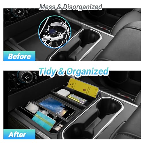Sinminou Center Console Organizer Compatible with 2024-2026 Chevy Silverado 2500 HD/3500 HD Interior Accessories, Armrest Storage Box with Coin Slot(Only Fit Full Console with Bucket Seat) - Image 4