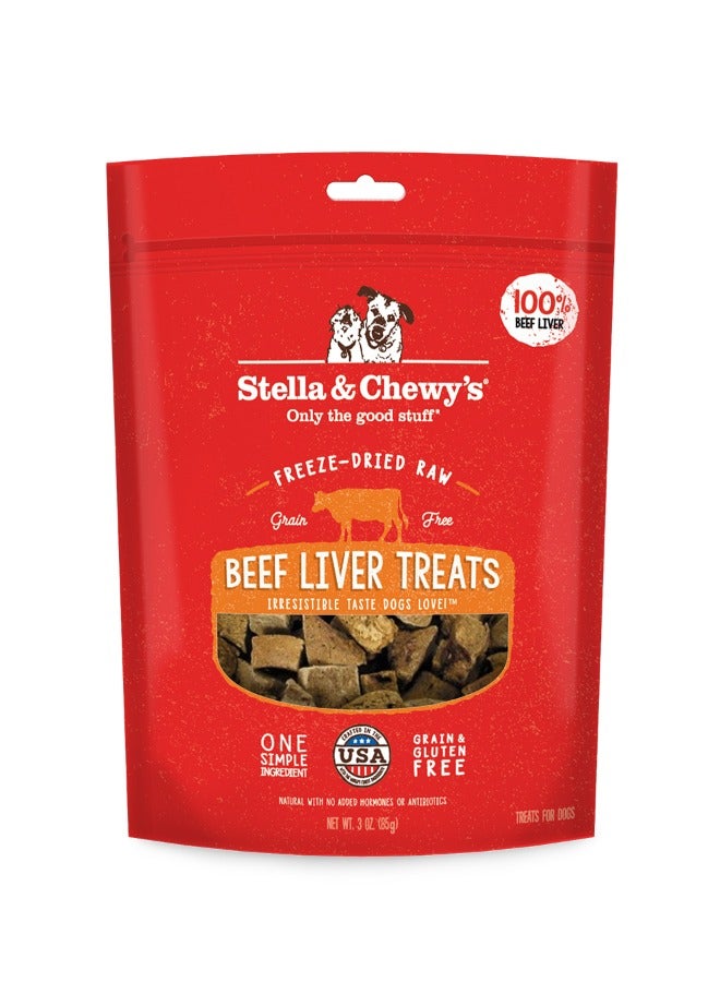 Stella & Chewy's Freeze Dried Raw Single Ingredient Beef Liver Dog Treats Bag 85G  - Image 1