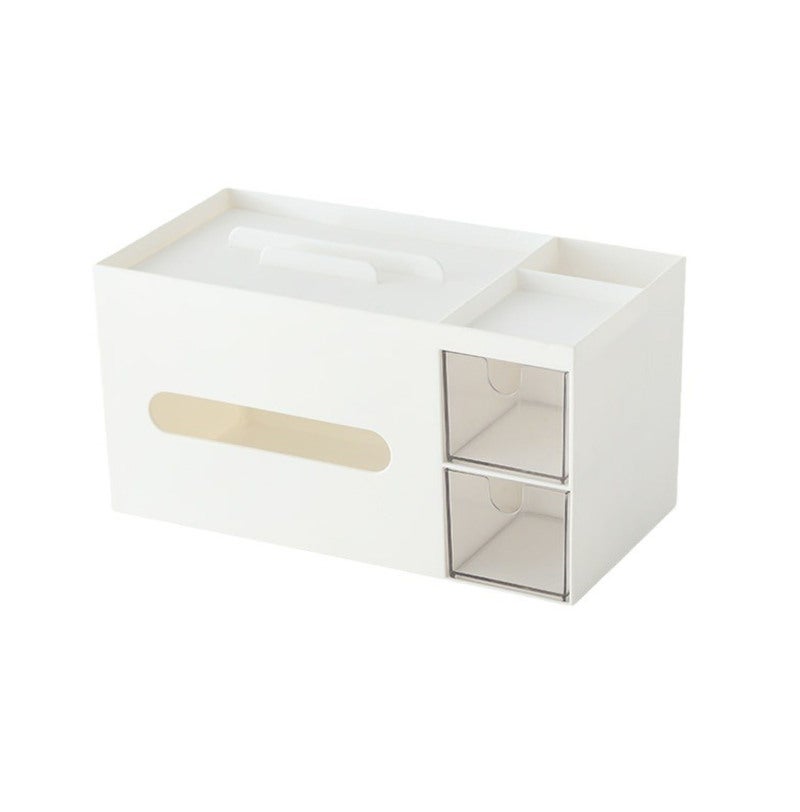 Dual-use Tissue Holder: White, Large Opening, Smooth Tissue Pull - Stylish Makeup Organizer for Bedroom, Dormitory, Vanity and Countertop - Image 1