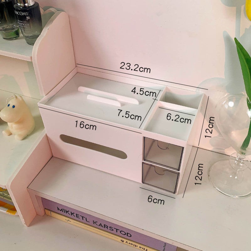 Dual-use Tissue Holder: White, Large Opening, Smooth Tissue Pull - Stylish Makeup Organizer for Bedroom, Dormitory, Vanity and Countertop - Image 5