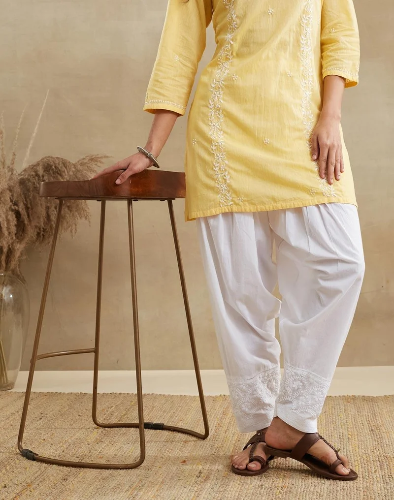 Fabindia  White Cotton Chikankari Salwar for Women | Best Price UAE
