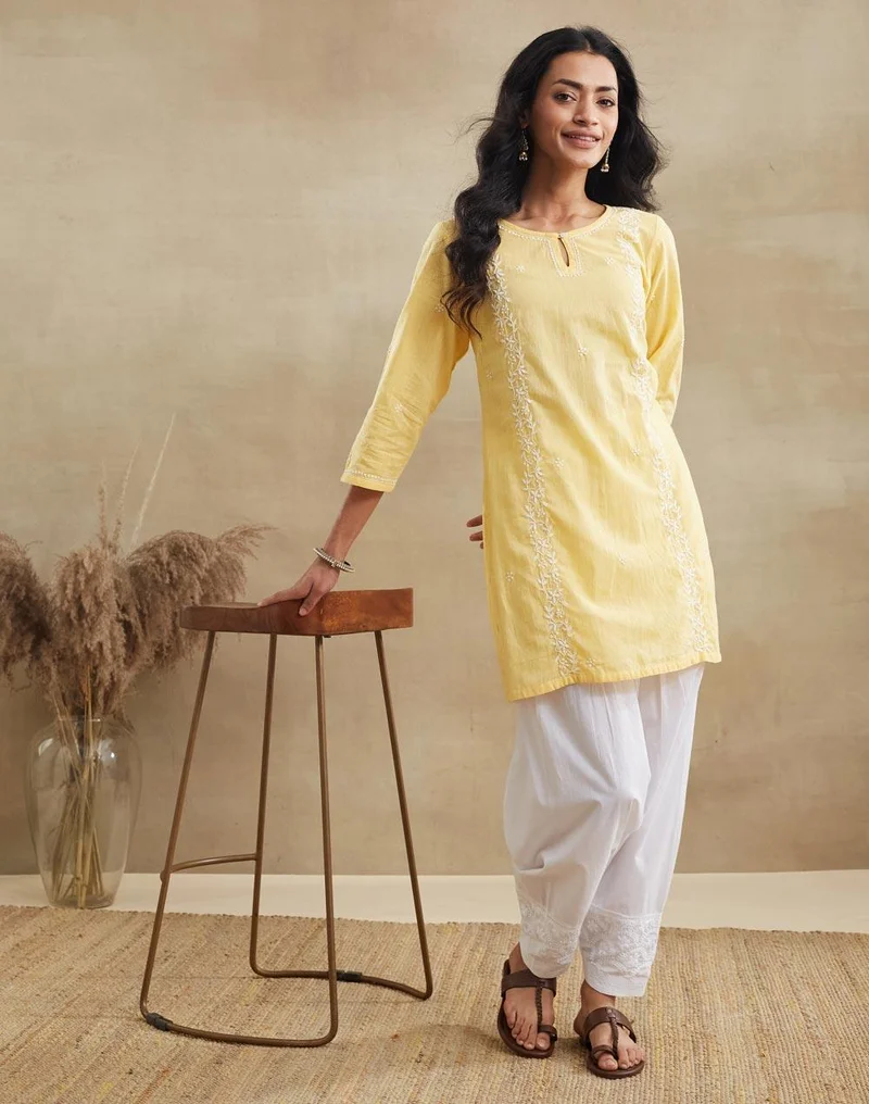 Fabindia  White Cotton Chikankari Salwar for Women | Best Price UAE