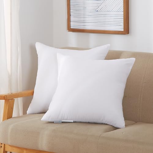 Acanva Down Alternative Throw Pillow Inserts, Hypoallergenic Square Soft Form Stuffer Decorative Cushion Sham Filler, 20x20, White, Set of 2 - Image 3