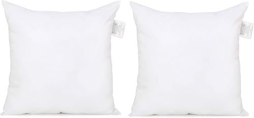 Acanva Down Alternative Throw Pillow Inserts, Hypoallergenic Square Soft Form Stuffer Decorative Cushion Sham Filler, 20x20, White, Set of 2 - Image 1