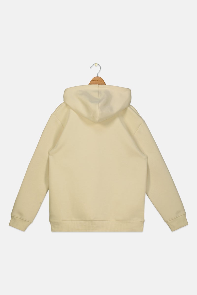 Reebok هودي خارجي بأكمام طويلة للأطفال الأولاد بشعار العلامة التجارية، بيج - Image 2