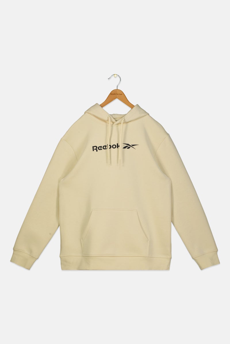 Reebok هودي خارجي بأكمام طويلة للأطفال الأولاد بشعار العلامة التجارية، بيج - Image 1