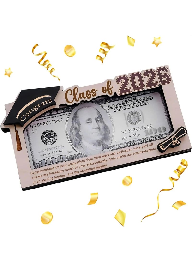 Wooden Class of 2026 Graduation Money Holder Cash Envelope Box Gift