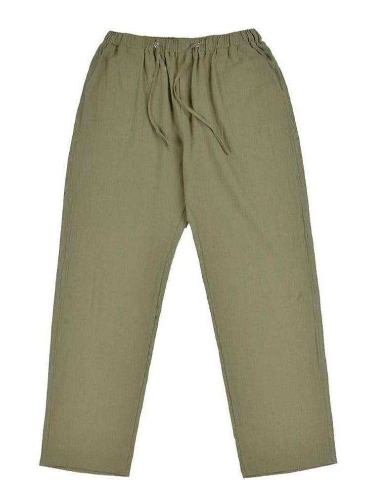 Generic - Men's Cotton Linen Pants Loose Fit Casual Yoga Pants Drawstring Elastic Waist Straight Legs Pants - Image 1