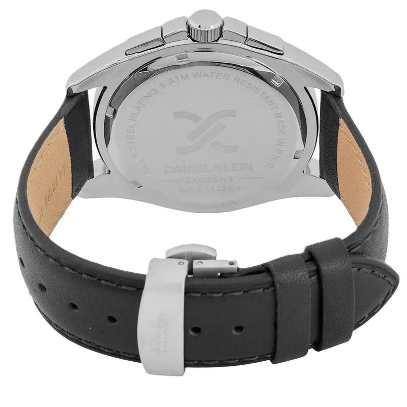 DANIEL KLEIN Exclusive Black Leather Watch for Men DK.1.14223-6 - Image 4