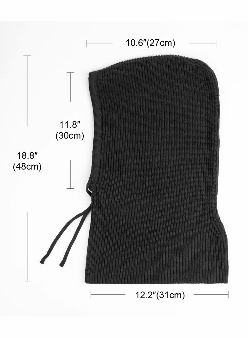 Generic Winter Hats Balaclava Knit Beanie with Adjustable Drawstring Warm Hooded Scarf Skull Cap - Image 4