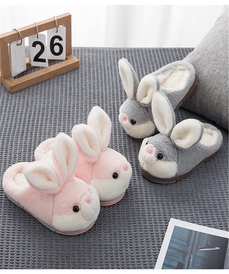 YILANLAN Women's Cute Bunny Animal Slippers - Comfortable Furry Plush Slippers for Winter (6.5/7.5, Pink) - Image 4