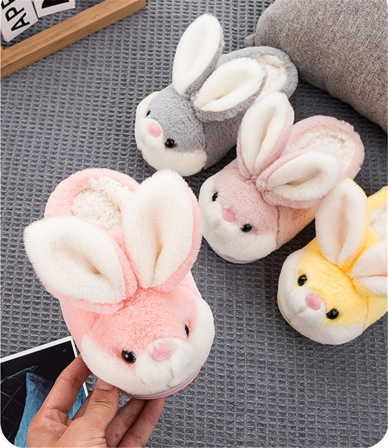 YILANLAN Women's Cute Bunny Animal Slippers - Comfortable Furry Plush Slippers for Winter (6.5/7.5, Pink) - Image 2