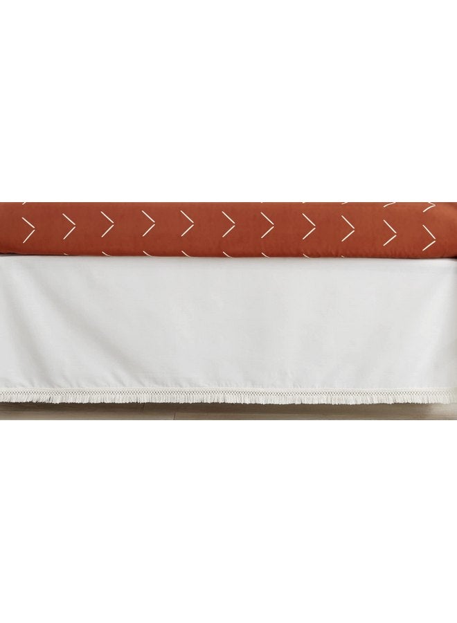 Sweet Jojo Designs Sweet Jojo Designs Boho Fringe Boy Girl Baby Crib Bed Skirt Nursery Dust Ruffle - Ivory Off White Beige Tassel Modern Bohemian Farmhouse Southwest Shabby Chic Designer Bohemian Diamond Tuft Collection  - Image 1